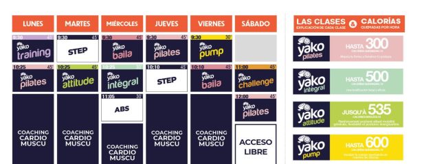 planning clases dirigidas verano gimnasio l'orange bleue ciudad lineal